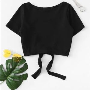 SHEIN Knot Open back solid tee